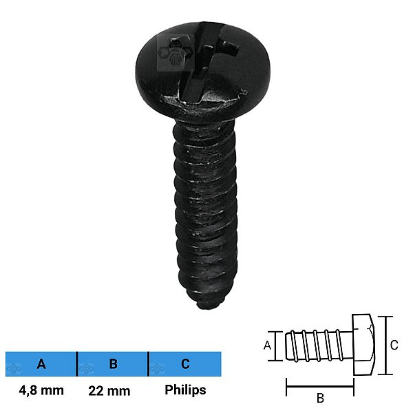 Parafuso Automotivo Philips 4,8 X 22mm