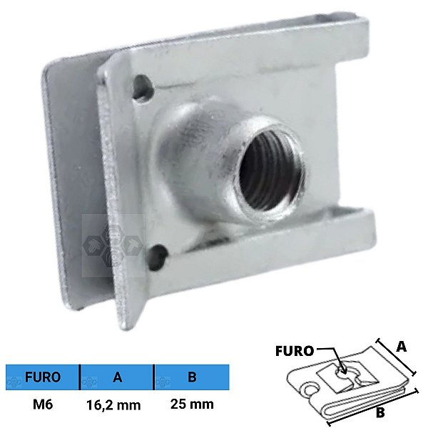 Porca Rápida Automotiva M6X16,2X25mm