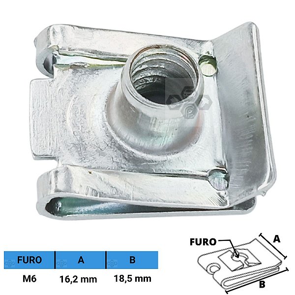 Porca Rápida Automotiva M6 X 16,2 X 18,5mm