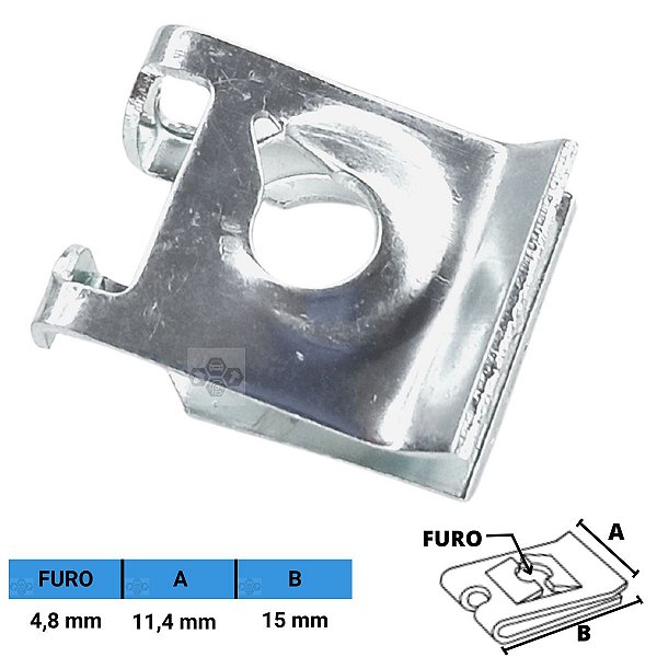 Porca Rápida Automotiva 4,8 X 11,4 X 15 mm
