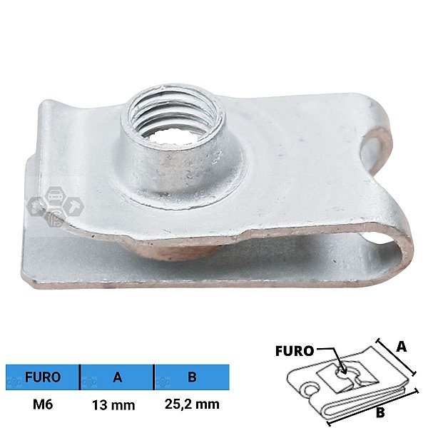 Porca Rápida Automotiva M6 X 13 X 25,2 mm