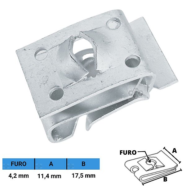 Porca Rápida Automotiva 4,2 X 11,4 X 17,5 mm
