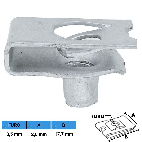 Porca Rápida Automotiva 3,5 X 12,6 X 17,7 mm