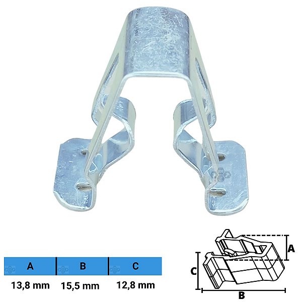 Grampo Metálico Automotivo 13,8X15,5X12,8mm