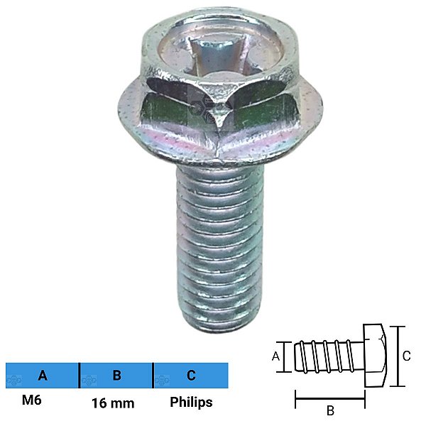 Parafuso Automotivo Philips M6 X 16mm