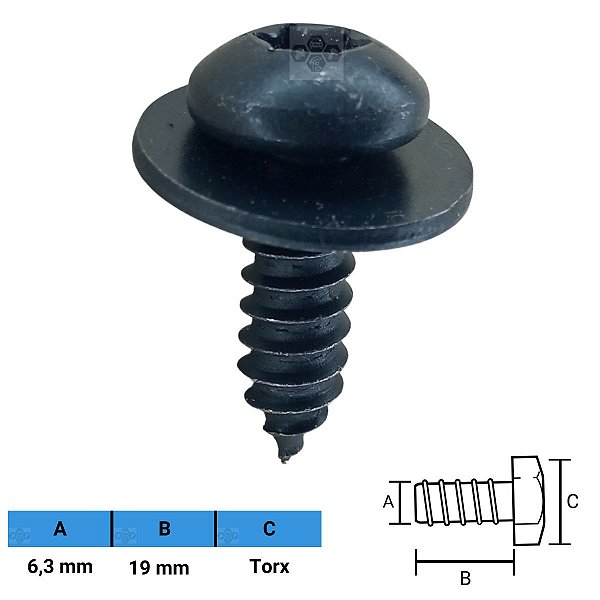 Parafuso Automotivo Torx 6,3 X 19mm