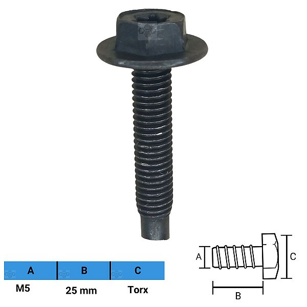 Parafuso Automotivo Torx M5 X 25mm