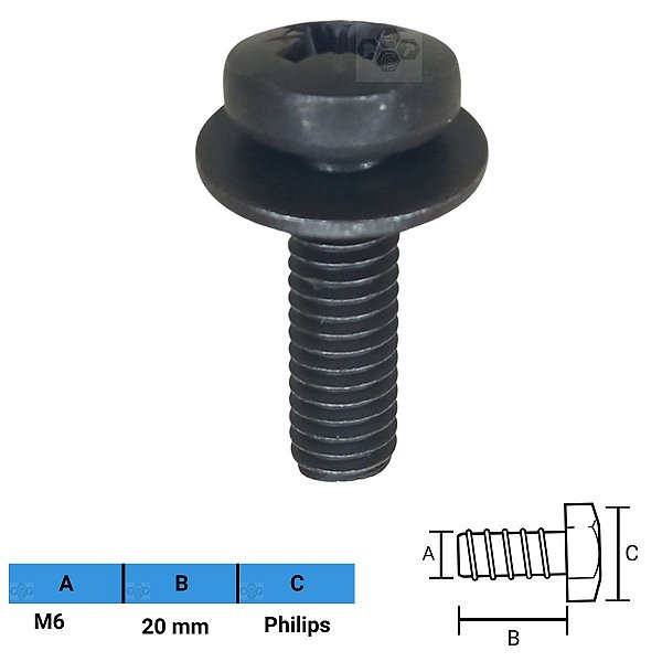 Parafuso Automotivo Philips M6 X 20mm