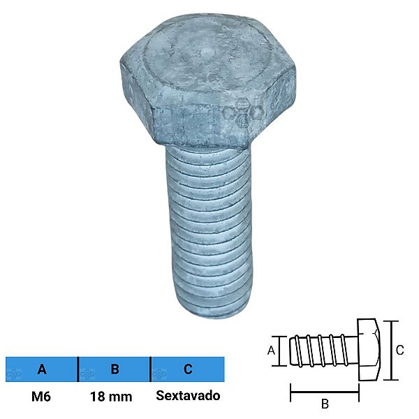 Parafuso Automotivo Sextavado M6 X 18mm