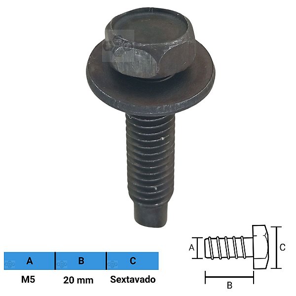 Parafuso Automotivo Sextavado M5 X 20mm