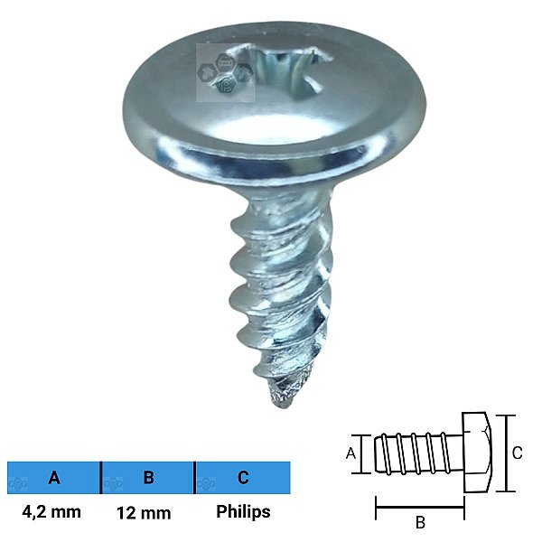 Parafuso Automotivo Philips 4,2 X 12mm