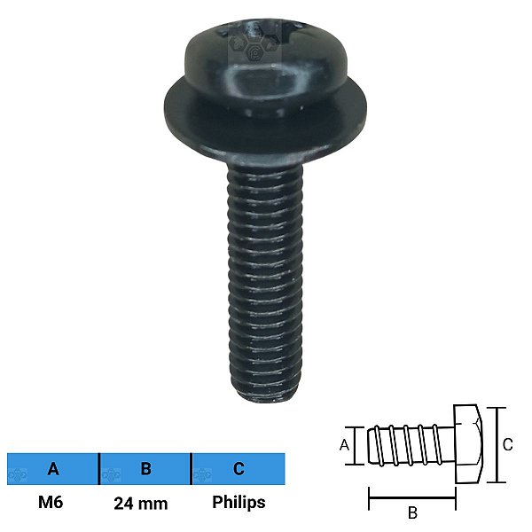 Parafuso Automotivo Philips M6 X 24mm