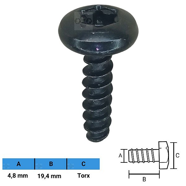Parafuso Automotivo Torx 4,8 X 19,4mm