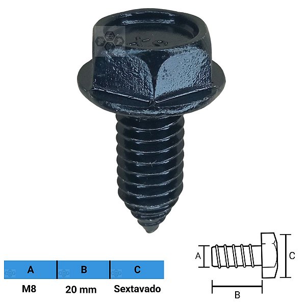 Parafuso Automotivo Sextavado M8 X 20mm