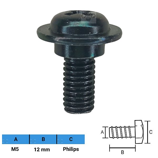Parafuso Automotivo Philips M5 X 12mm