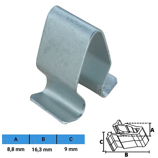 Grampo Metálico Automotivo 8,8X16,3X9mm