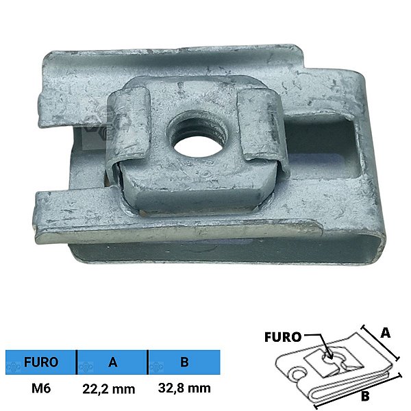 Porca Rápida Automotiva M6 X 22,2 X 32,8 mm