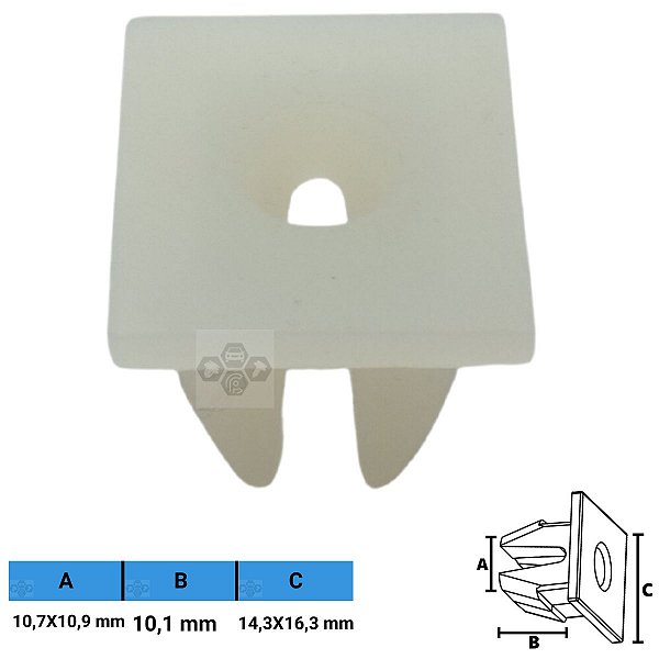 Grampo Presilha 10,7x10,9X10,1X14,3x16,3mm