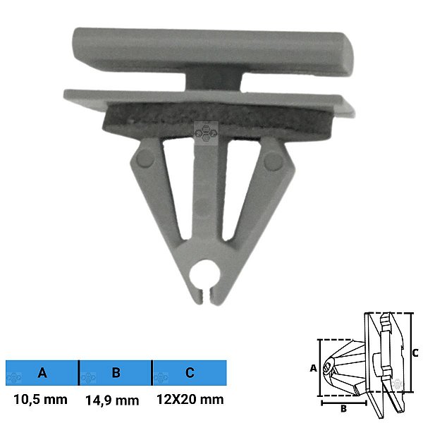 Grampo Presilha 10,5X14,9X12X20mm