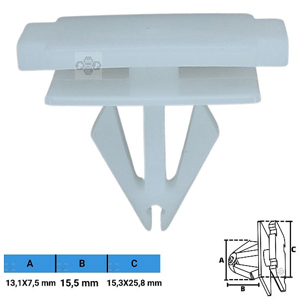 Grampo Presilha 13,1X7,5X15,5X15,3X25,8mm