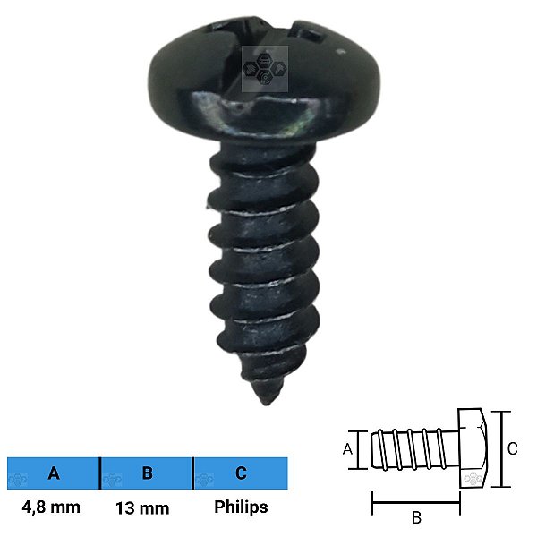 Parafuso Automotivo Philips 4,8 X 13mm