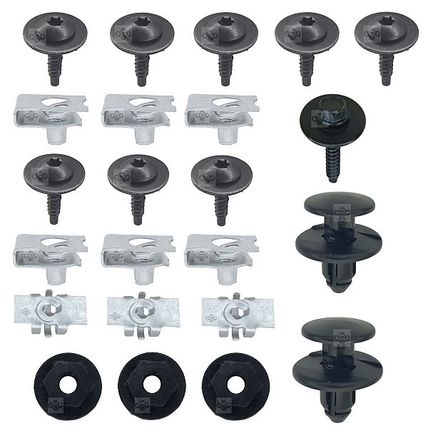 Kit 23 Pcs Grampo Parabarro Dianteiro Chevrolet GM Onix 2013/2019
