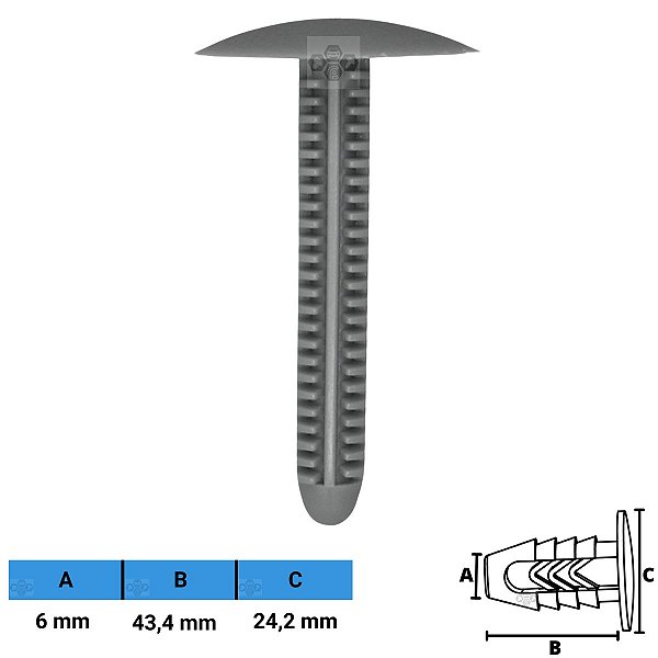 Grampo Presilha 6X43,4X24,2mm