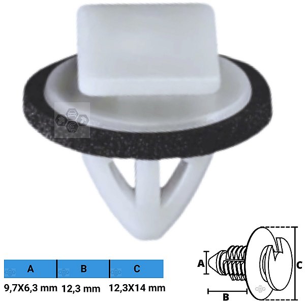 Grampo Presilha 9,7X6,3X12,3X12,3X14mm