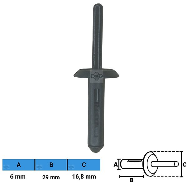 Grampo Presilha Rabite 6X29X16,8mm