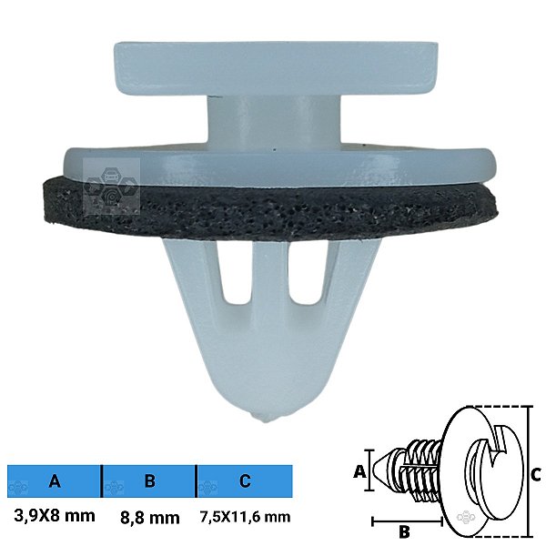 Grampo Presilha 3,9X8X8,8X7,5X11,6mm