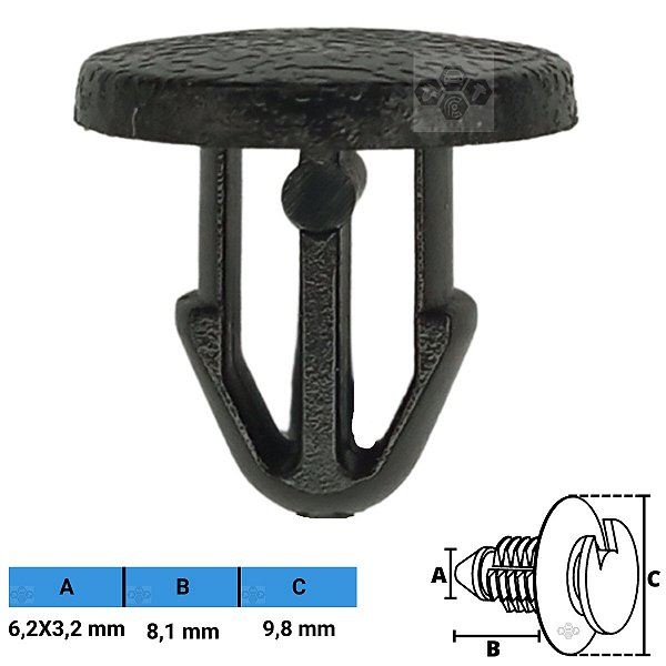 Grampo Presilha 6,2X3,2X8,1X9,8mm