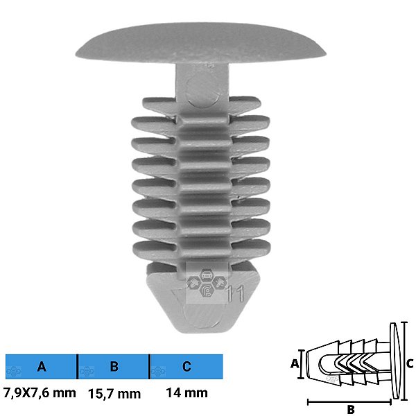 Grampo Presilha 7,9X7,6X15,7X14mm