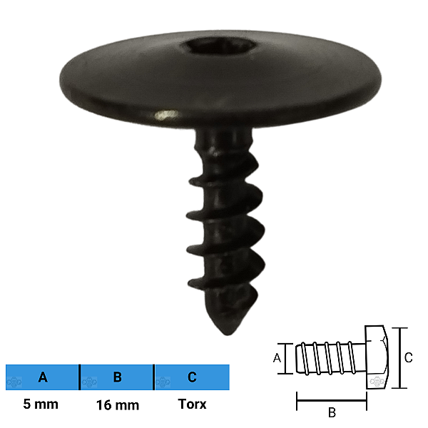 Parafuso Automotivo Torx 5 X 16mm
