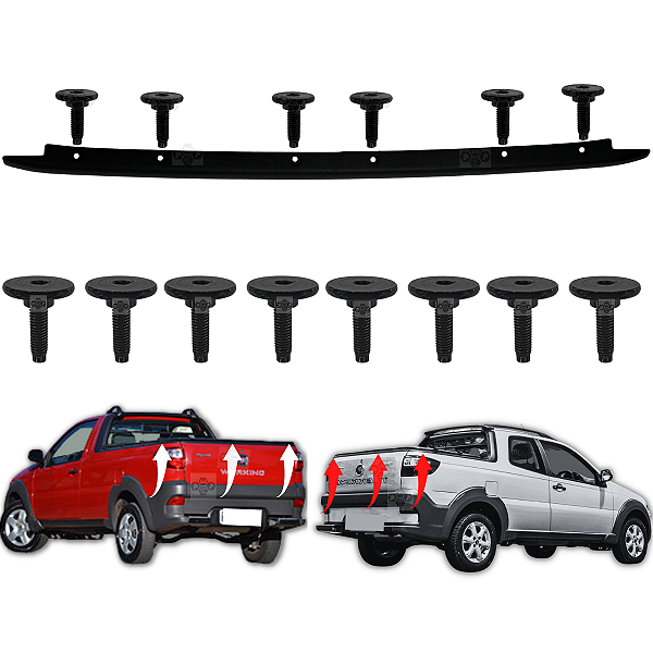 16 Parafuso + Friso Moldura Tampa Traseira Fiat Strada 2014/2019