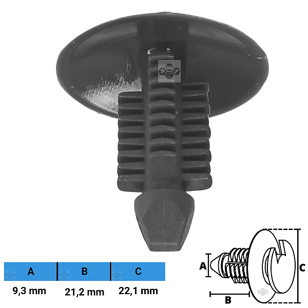 Grampo Presilha 9,3X21,2X22,1mm