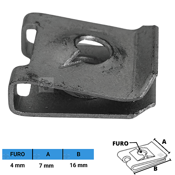 Porca Rápida Automotiva 4 X 7 X 16 mm