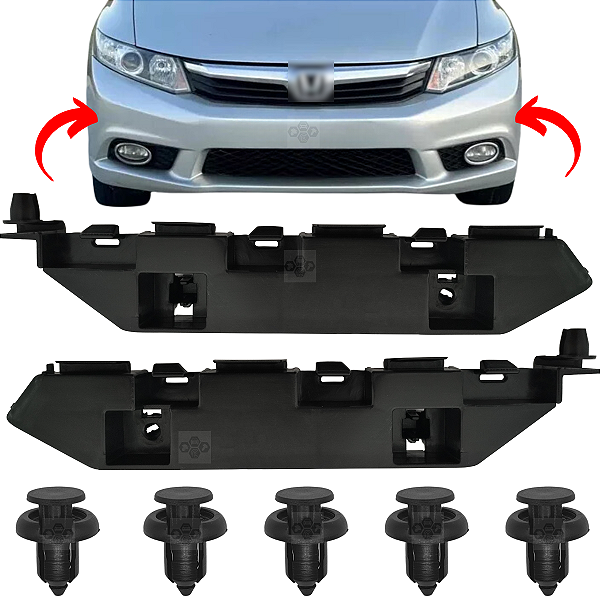 Par Guia Parachoque Suporte Dianteiro Honda Civic 2012/2016