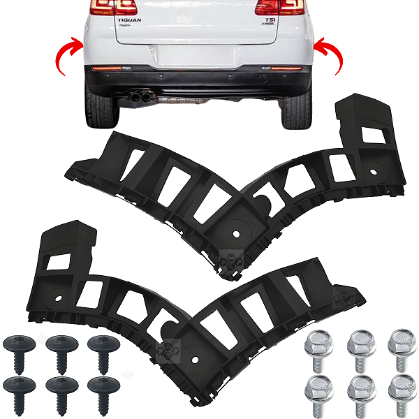 Par Guia Suporte Parachoque Traseiro P/ Volkswagen Tiguan 2012/2017