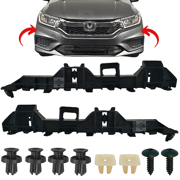 Par Guia Suporte Parachoque Dianteiro Honda City 2015/2021