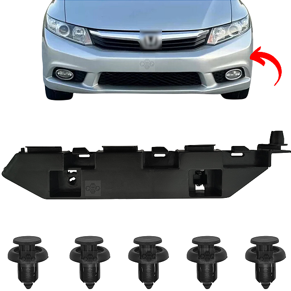 01 Guia Parachoque Suporte Dianteiro Honda Civic 2012/2016 - Lado Esquerdo