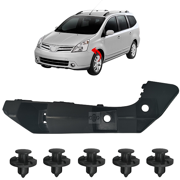 01 Guia Parachoque Suporte Dianteiro Nissan Livina 2009/2014 - Lado Esquerdo