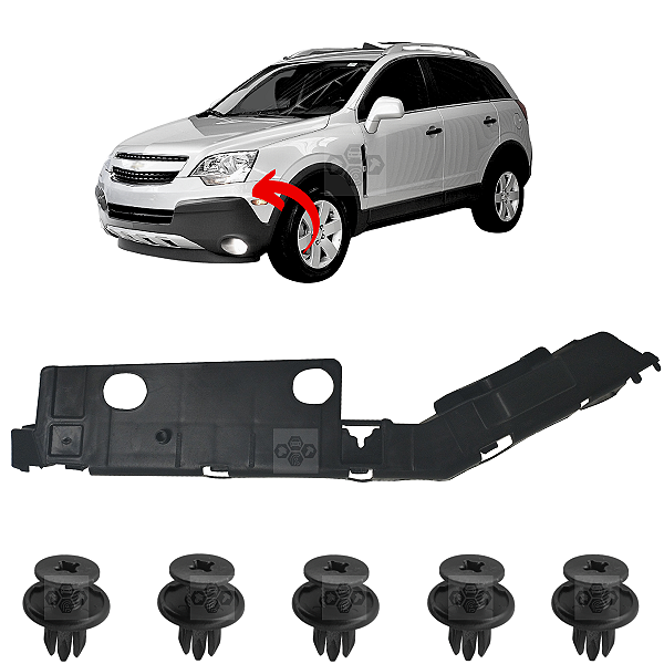 01 Guia Parachoque Suporte Dianteiro Chevrolet GM Captiva 2009/2015 - Lado Esquerdo