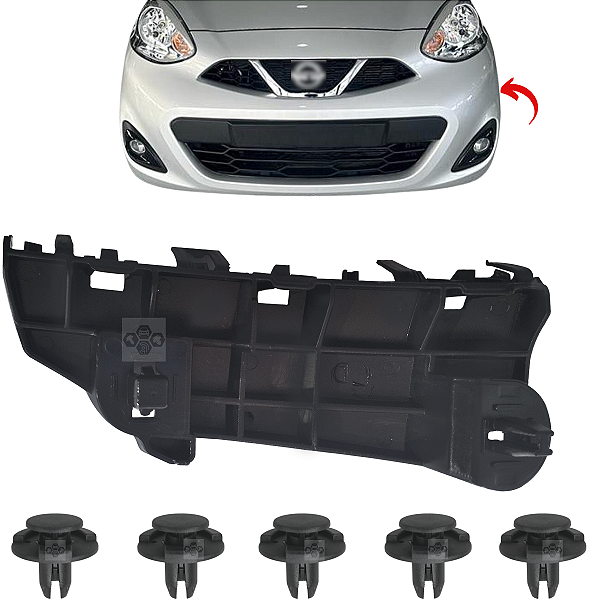 01 Guia Parachoque Suporte Dianteiro Nissan March 2015/2021 - Lado Esquerdo