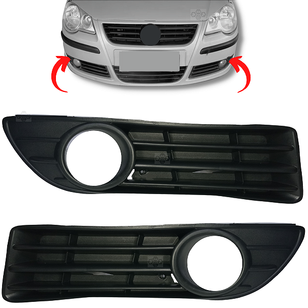 Par Moldura Grade Farol De Milha Para Volkswagen Polo 2006/2011