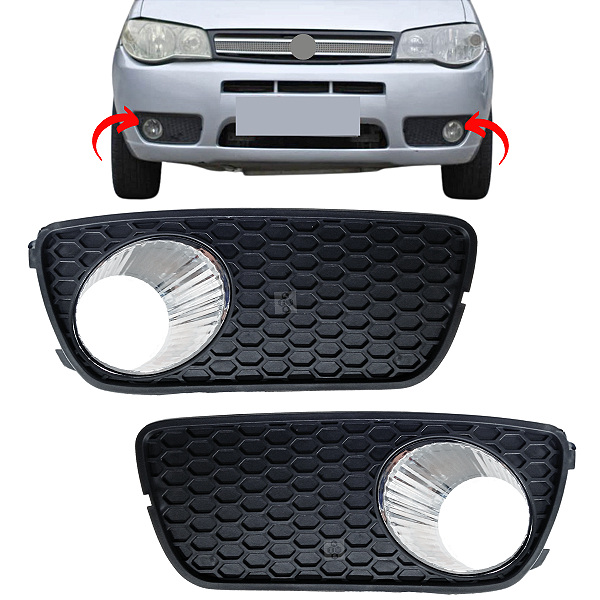 Par Moldura Grade Farol De Milha Para Fiat Palio 2004/2008