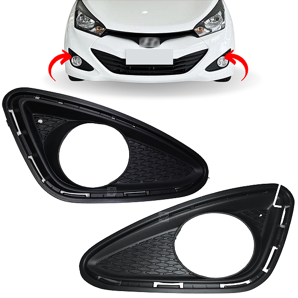 Par Moldura Grade Farol De Milha Para Hyundai Hb20 2012/2015