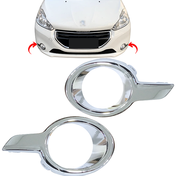 Par Moldura Grade Farol De Milha Para Peugeot 208 2012/2016