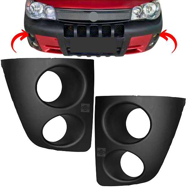 Par Moldura Grade Farol De Milha Para Fiat Palio Wekeend 2004/2007