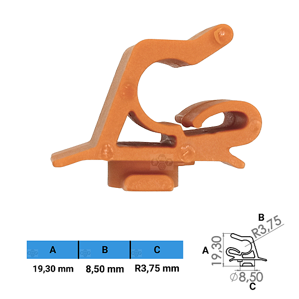 Grampo Presilha 19,30X8,50XR3,75mm