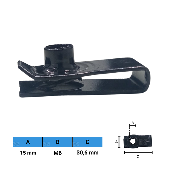 Porca Rápida Automotiva 15 X M6 X 30,6 mm